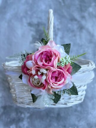 Ozdoba na koszyk w różowych odcieniach