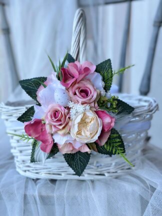 Ozdoba na koszyk różowo-kremowa